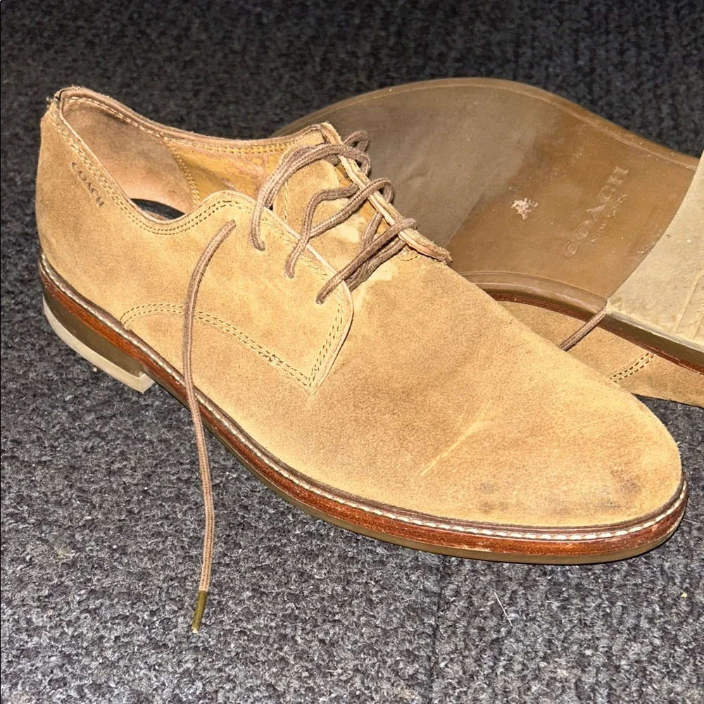 Coach Men's Light Brown Suede Derby Shoes